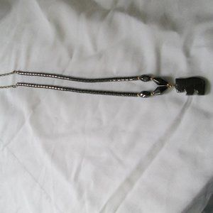 Hematite Bead Necklace With Bear Pendant